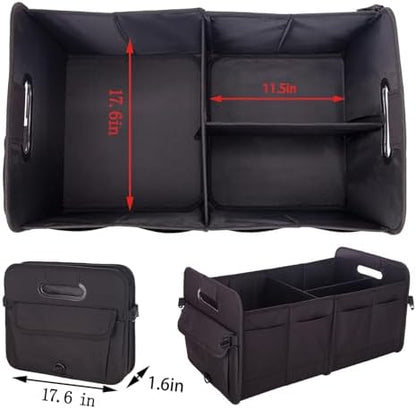 titiyiof Trunk Organizer For Suv & Sedan,Car Organizers and Storage, Waterproof Collapsible & Adjustable Straps,70L Sturdy Car Organization for Car Accessories, Tools,Sundries,2-3 Compartment（Black