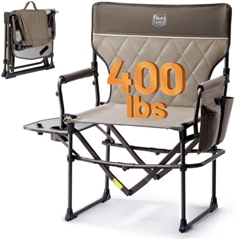 TIMBER RIDGE 400lbs Heavy Duty Camping Chair Portable Directors Chair