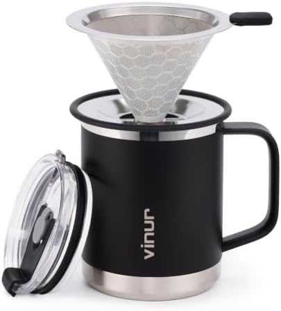 Pour Over Coffee Maker-12 oz Insulated Mug With Stainless Steel Filter