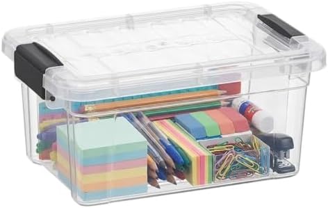 Superio 3.4 Quart Clear Plastic Storage Boxes with Lids, Stackable Organizer Containers, BPA-Free Storage Bins for Home, Office, School & Dorm, 1 Pack