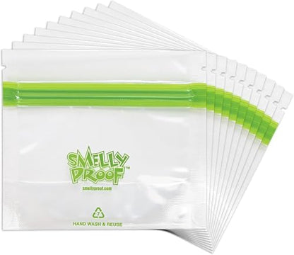 Smelly Proof 25 x Expandable Stand-Up & Fill REUSABLE Food Storage Bags, US Made, NO PEVA & BPA FREE, Reusable Freezer Bags, Dishwasher-Safe, Clear 3 mils STAND & FILL 4" x 3" - 25pk