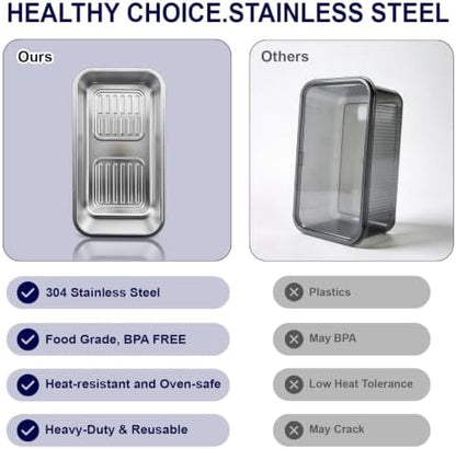 QCQHDU Bread Box, Stainless Steel Corner Bread Box Container, Beige, 2 Pack