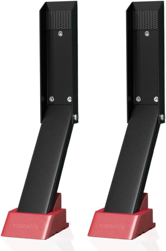 2 Pack Door Stop, No Drill Door Stoppers - Kickdown Doorstop for Home, Glass Doors, & Outdoors, Easy to Install Doors with Self Adhesive Door Stopper, No Screw Flip Down Portable Door Stopper - Black