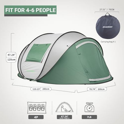 EchoSmile Instant Pop Up Camping Tent, 2/4/6 Person Easy Setup Tent