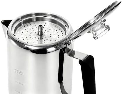 Cididu Camping Coffee Pot Stainless Steel, Coffee Pot Outdoors, Durable Stove Top Brew Coffee Maker on Fire, Ideal for Group Camping, Hiking, Backpacking, RV and Travel, 9 Cups