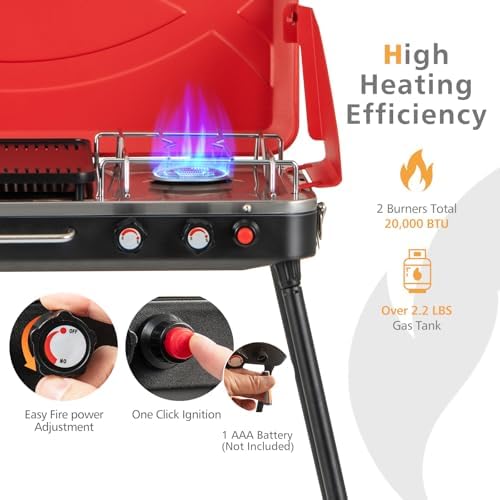 Giantex 2-in-1 Portable Propane Gas Grill & Stove with Detachable Legs