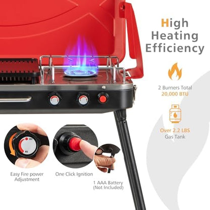 Giantex 2-in-1 Portable Propane Gas Grill & Stove with Detachable Legs
