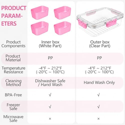 Small Snack Box Container, Divided Serving Tray with Lid, 4 Compartment Snack Box Container for Candy, Fruits, Charcuterie, Travel & Parties, BPA-Free, 2 Pack