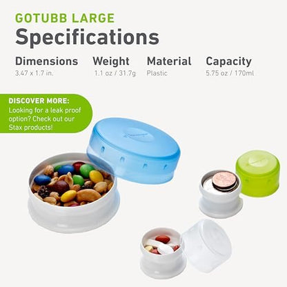 humangear GoTubb – Storage Containers for Snacks, Small Essentials and Travel Gear, Made from Food-Safe Materials, Clear/Green, Large (2-pack)