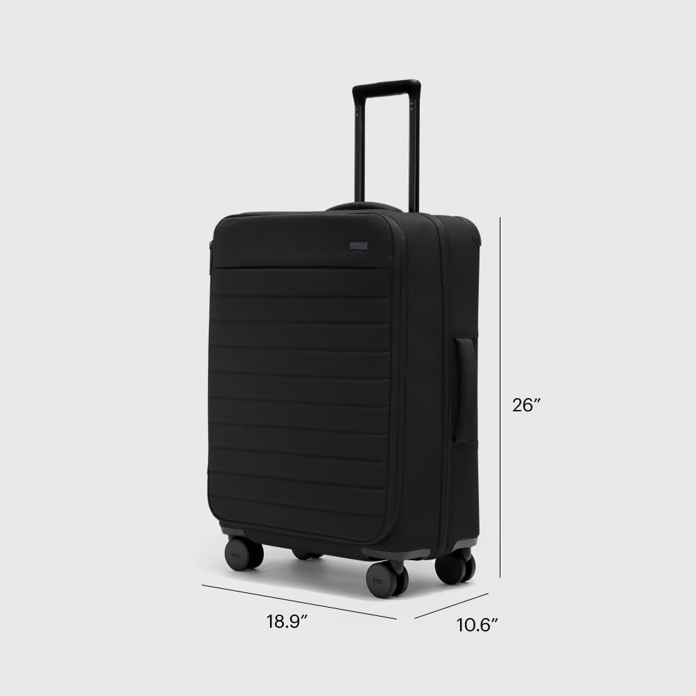 Away Softside Medium Checked Suitcase, 26 Inch Lightweight, Expandable Luggage For Men & Women, Durable Nylon Exterior, TSA Approved Lock, Idea1 For Trips 1-2 Weeks, Jet Black