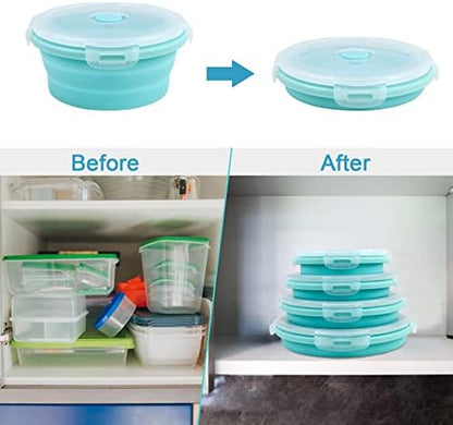 Guyuyii Collapsible Bowls with Lids 4 PC Food-Grade Silicone BPA-Free