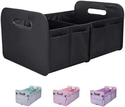 titiyiof Trunk Organizer For Suv & Sedan,Car Organizers and Storage, Waterproof Collapsible & Adjustable Straps,35L Sturdy Car Organization for Car Accessories, Tools,Sundries,2 Compartment（Black）