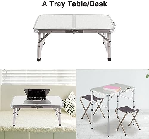 RedSwing 2ft Folding Camping Table,Small Portable Pinic Table Adjustable Height, Lightweight Aluminum Camping Table for Outdoor Indoor Hiking Camp