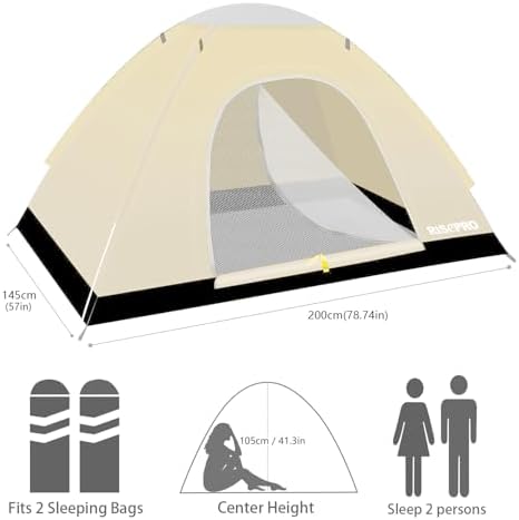 Portable Camping Tent, 2 Person Lightweight, Waterproof Windproof, UV Protection for Outdoor US