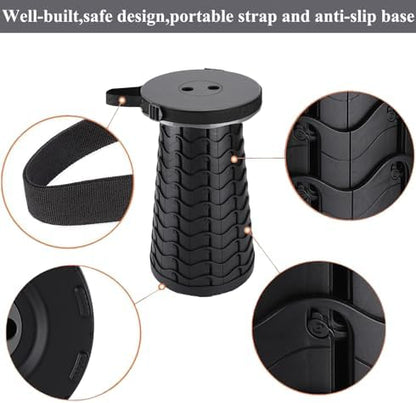 Fishboy Upgraded Collapsible Stool, 400lbs Max Weight, Lightweight But Sturdy, Portable Retractable Folding Telescoping Foldable Camping Stool for Adults Outdoor Fishing Hiking Gardening Travel BBQ