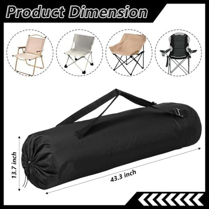 2 Pack 43.3×13.7 Inches Heavy Duty Camping Chair Replacement Bag Large Folding Chair Carry Bag with Adjustable Shoulder Strap Oxford Cloth Storage Tent Bag for Outdoor Camping Travel Sports (Black)