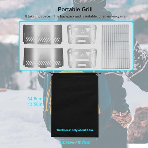 Mini Portable Charcoal Grill,Small BBQ Grill Tabletop Fire Pit for Camping Patio Outdoor Stainless Steel Camping Folding Barbecue Grills Backpacking Grills
