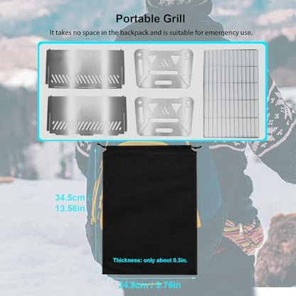 Mini Portable Charcoal Grill,Small BBQ Grill Tabletop Fire Pit for Camping Patio Outdoor Stainless Steel Camping Folding Barbecue Grills Backpacking Grills