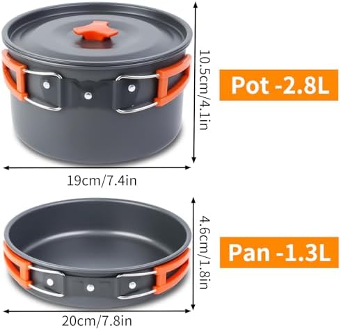 18-Piece Large Capacity Camping Cookware Set Aluminum Mess Kit