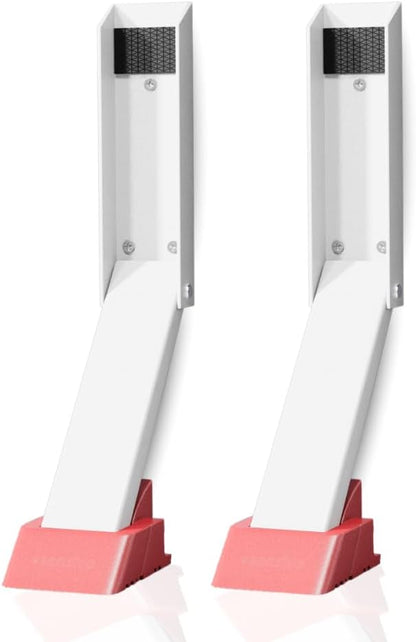 2 Pack Door Stop, No Drill Door Stoppers - Kickdown Doorstop for Home, Glass Doors, & Outdoors, Easy to Install Doors with Self Adhesive Door Stopper, No Screw Flip Down Portable Door Stopper - White