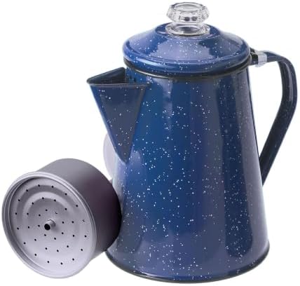 GSI Outdoors Percolator Coffee Pot | Enamelware Campfire Coffee Boiler Kettle for Outdoor Camping Cookware, Cabin, RV, Kitchen, Hunting & Backpacking