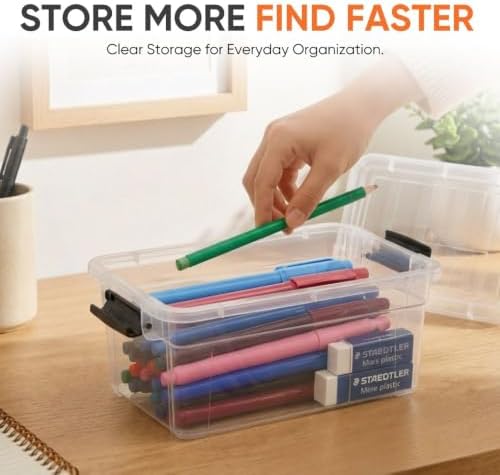 Superio 1.85 Quart Clear Plastic Storage Boxes with Lids, Stackable Organizer Containers, BPA-Free Storage Bins for Home, Office, School & Dorm, 4 Pack