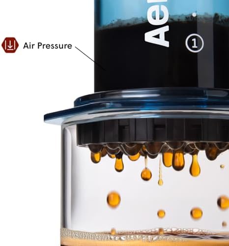 AeroPress Clear Blue Coffee Press, French Press, Pour-Over & Espresso Style