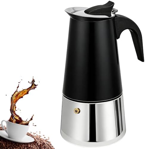 9 Cup Stovetop Espresso Maker Stainless Steel Moka Pot Stove Top Percolator Italian Coffee Makers Capable Mocha Greca Machine Cafe Classic Induction Cookers for Home and Camping 450ml 15oz