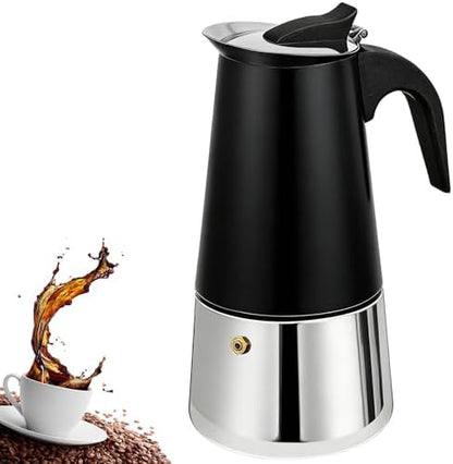 9 Cup Stovetop Espresso Maker Stainless Steel Moka Pot Stove Top Percolator Italian Coffee Makers Capable Mocha Greca Machine Cafe Classic Induction Cookers for Home and Camping 450ml 15oz