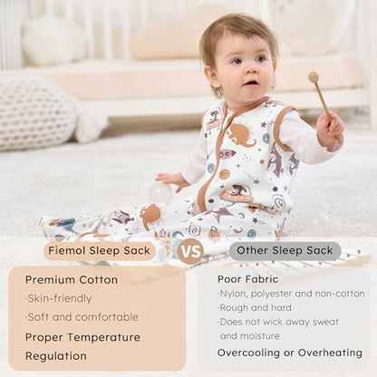 Baby Sleep Sack 0-6 Months 0.5 Tog Soft Sleeping Bag 100% Cotton