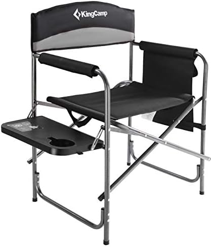 KingCamp Heavy Duty Camping Directors Chairs Supports 400lbs for Adults, Padded Folding Portable Camping Chair with Side Table Storage Pockets Carry Straps