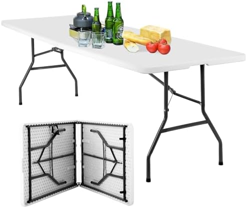 BestOffice | 8FT Folding Table | White | Portable Plastic Table