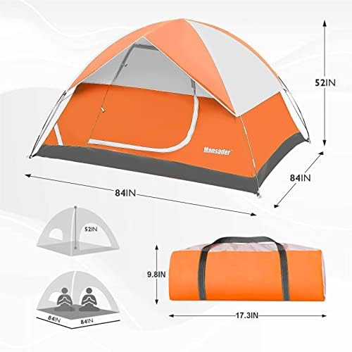 Camping Tent, Waterproof 2/3/4 Person Tents for Camping, Lightweight Easy Set Up Outdoor Hiking Tent Backpacking Tent with Carry Bag, Backpack Tent Suit for Family Beach Hiking Travel