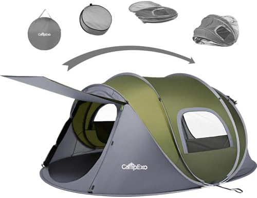 Camping Tent, Pop Up Instant Tent for 2-4 Person, Sets Up in Just Seconds, Waterproof Durable Tent with Carry Bag for Camping Hiking Outdoor