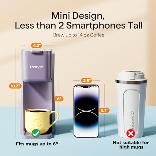 Tastyle Mini Single Serve Hot and Iced Coffee Maker for K Cup and Ground