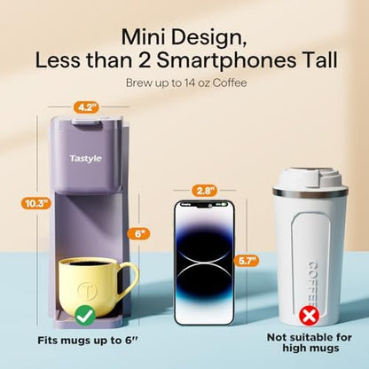 Tastyle Mini Single Serve Hot and Iced Coffee Maker for K Cup and Ground