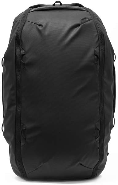 Peak Design Travel Duffelpack 45-65L, Black, Weatherproof Duffel Backpack, Expandable Design, Extra-Long Zip Path, Stowable Straps, Fits Packing Cubes and Camera Cubes, Versatile Duffel Bag for Travel