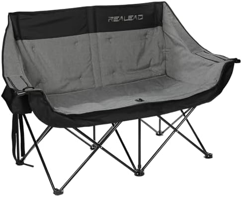 REALEAD Double Camping Chair Heavy Duty Camping Couch Support 650 lbs