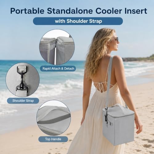 2-in-1 Insulated Cooler Organizer Insert for Bogg Bag XL – Leak-Proof Ice Chest with Zipper and Cup Holder Included – Lightweight Mesh Divider Pouch for Beach, Camping, Road Trips