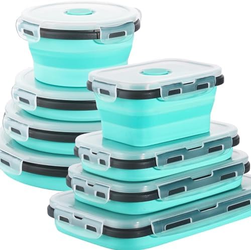 Sudaya 4 Pack Collapsible Food Storage Containers With Lids, Collapsible Storage Containers Sets Silicone Collapsible Bowls For Camping, RV Accessories, Travel Trailer Must