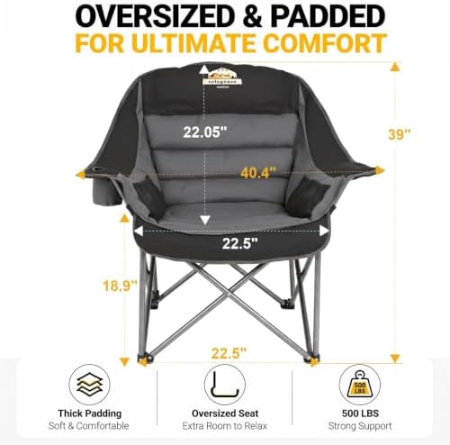 Colegence Oversized Camping Chair for Adults, Padded Lawn Chair 1 Pack