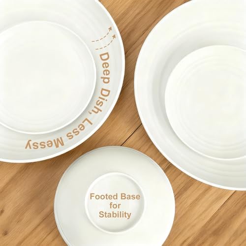 Kitchen Plates and Bowls Sets for 8, Dinner Plates Set of 8 - White