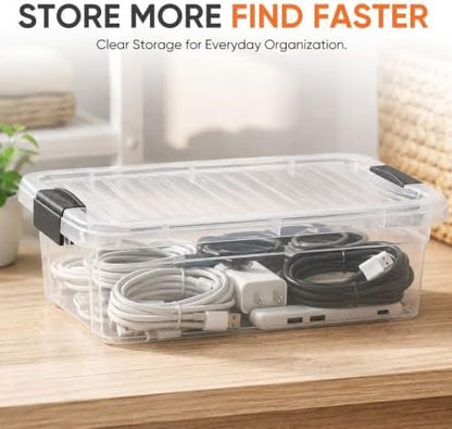 Superio Clear Plastic Storage Bins with Lid, Organizing Containers, Stackable Plastic Tote for Home, Garage, Dorm, School, and Office (4.5 Quart, 12-Pack)