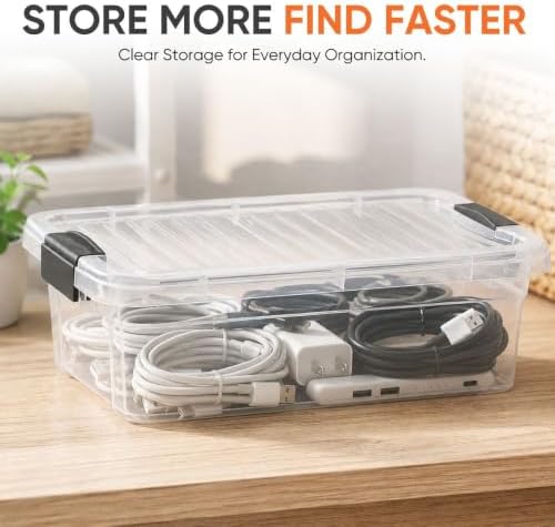 Superio 4.5 Quart Clear Plastic Storage Containers with Lids, Stackable Organizer Bins, BPA-Free Storage Boxes for Home, Office, Dorm & Classroom, 5 Pack