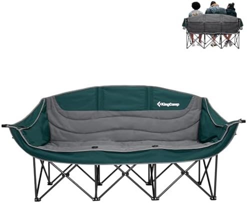 KingCamp 3 Person Camping Chair, Oversized 1100lbs Heavy Duty Loveseat