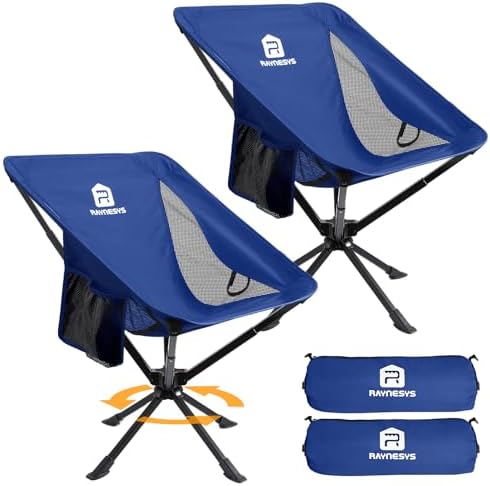 Raynesys Portable Swivel Camping Chair, 8 Seconds Quick Setup Easy Carry