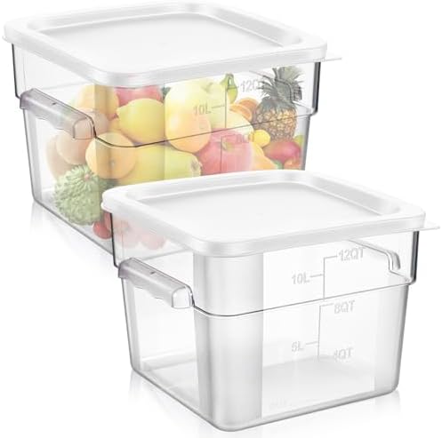 FoldTier 2 Pcs Square Food Storage Containers, White, 12 Qt
