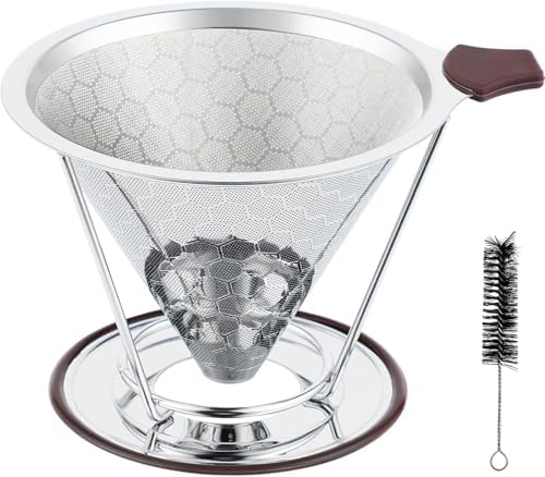 Reusable Stainless Steel Pour Over Coffee Dripper, Paperless V60 Filter
