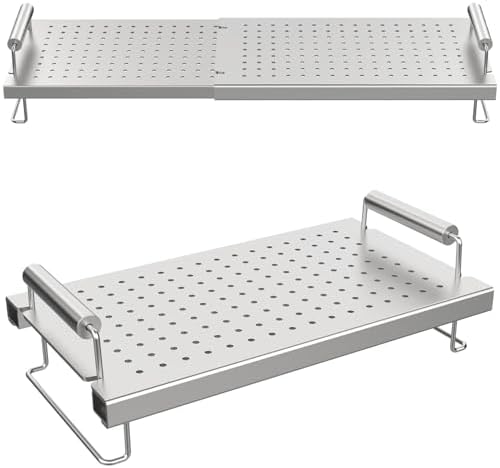 BBQ Future Adjustable Griddle Warming Rack for Blackstone 17 22 28 36 Inch Griddle, Stainless Steel Grill Warming Rack for Weber Charbroil Camp Chef and Most Tabletop Flattop Griddle Accessories