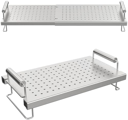 BBQ Future Adjustable Griddle Warming Rack for Blackstone 17 22 28 36 Inch Griddle, Stainless Steel Grill Warming Rack for Weber Charbroil Camp Chef and Most Tabletop Flattop Griddle Accessories